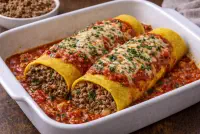 Panqueca de carne com grão de bico