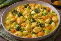 Frango ao Curry com leite de coco